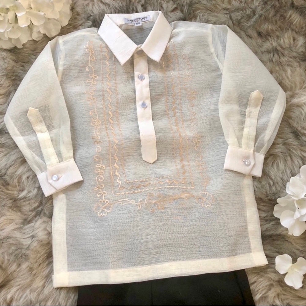 Kids Cream Barong Tagalog Shirt